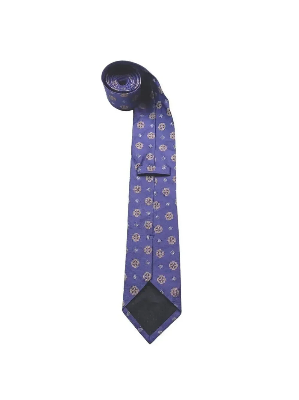 Tom James Purple Orange Silk Geometric Necktie
